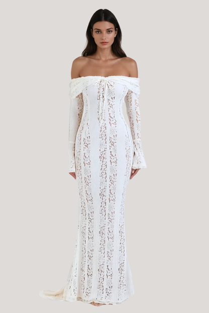 Isadora™ | Lace Off Shoulder Cutout Maxi Dress