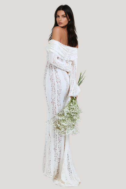 Isadora™ | Lace Off Shoulder Cutout Maxi Dress